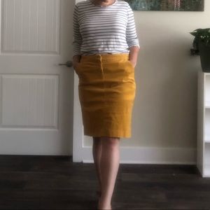 J. Crew corduroy skirt, knee length, mustard